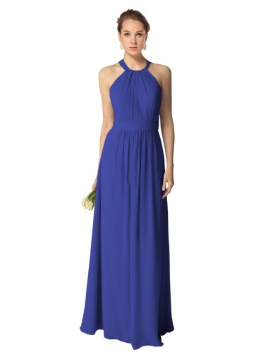 Royal Blue Halter Neck Sleeveless A-Line Evening Dress / Bridesmaid Dress Edinburgh