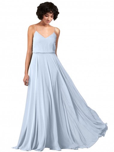 Light Sky Blue V-Neck Sleeveless Low Back A-Line Formal Dress / Bridesmaid Dress Edinburgh