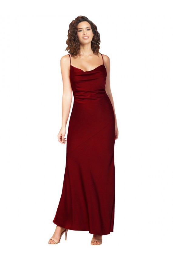 Burgundy Cowl Neck Sleeveless Low Back Sheath Black Tie Evening Gown / Prom Dress / Bridesmaid Dress Edinburgh