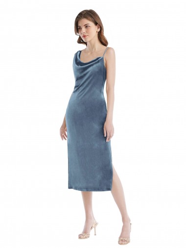 Dusty Blue One Shoulder Sleeveless Sheath Semi Formal Evening Dress / Prom Dress / Bridesmaid Dress Edinburgh